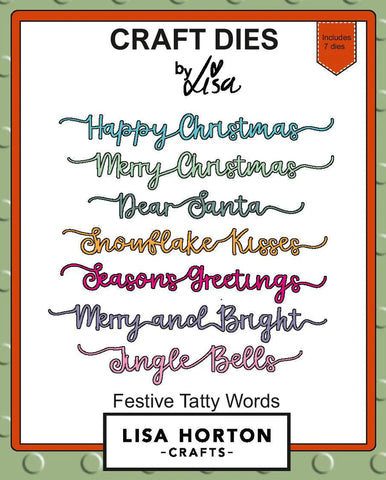 Lisa Horton Die Set - Festive Tatty Words