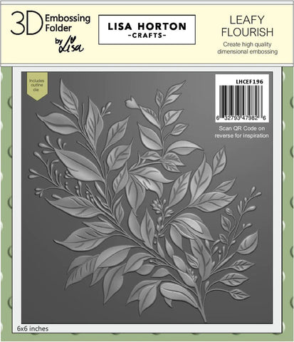 Lisa Horton Crafts Leafy Flourish 6x6 3D Embossing Folder & Die