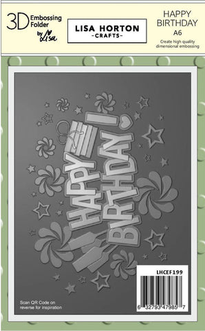 Lisa Horton Crafts - Happy Birthday A6 3D Embossing Folder