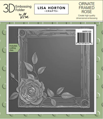 Lisa Horton Crafts Ornate Framed Rose 6x6 3D Embossing Folder & Dies