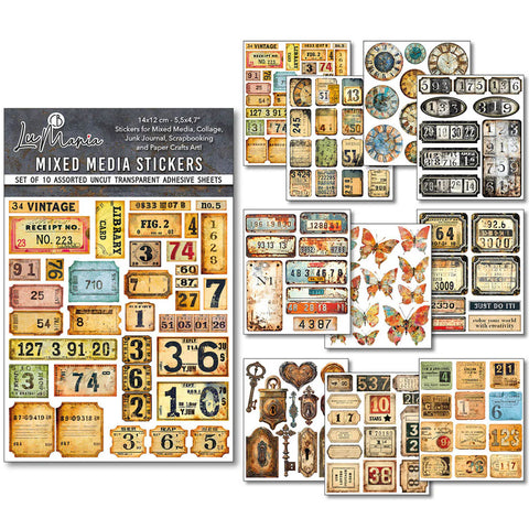 Ciao Bella Mixed Media Sticker Set 10/Pkg Grungy Tags