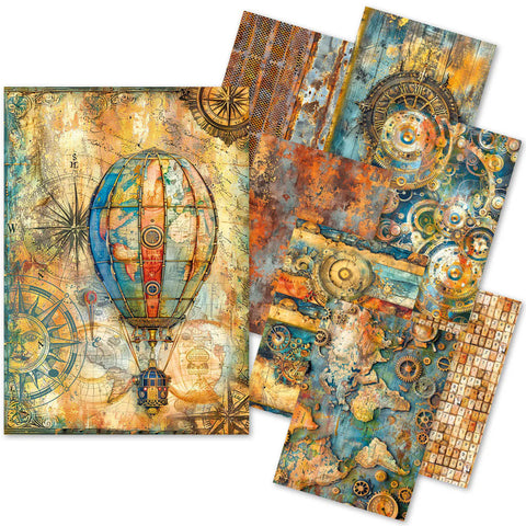 Ciao Bella Craftmix Past Time Mixed A5 Paper Pack - 8 Sheets (Tissue & Vellum Variety)