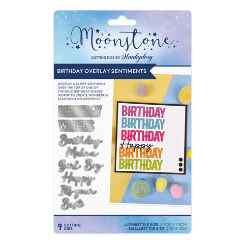 Hunkydory Crafts Moonstone Dies - Birthday Overlay Sentiments