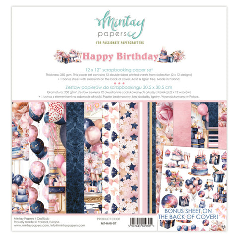 Mintay Papers 12 X 12 PAPER SET - HAPPY BIRTHDAY