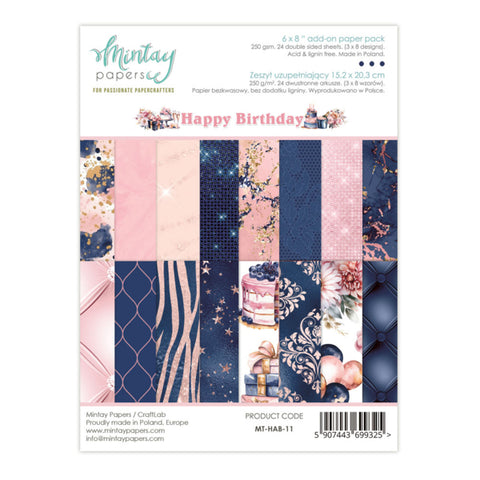 Mintay Papers 6 X 8 ADD-ON PAPER PAD - HAPPY BIRTHDAY