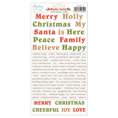 Mintay Papers Sticker Set - Holly Jolly -Words