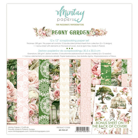 MINTAY PAPERS 12 X 12 PAPER SET - PEONY GARDEN