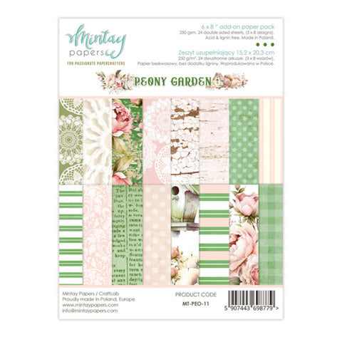 MINTAY PAPERS 6 X 8 ADD-ON PAPER PAD - PEONY GARDEN