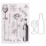 Kokorosa- Wine Glass And Bottle Dies with Stamps Set