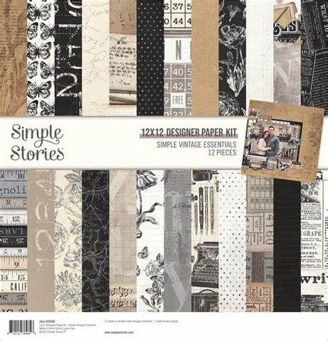 Simple Stories Designer Paper Kit 12"X12" Simple Vintage Essentials