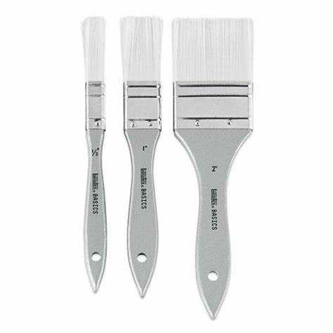 Liquitex BASICS Synthetic Hair Brush Sets, 3-Brush Set (1/2", 1" & 2")
