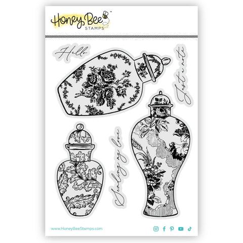 Honey Bee Stamps Ornate Ginger Jar - 4x5 Rubber Cling Stamp