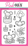 Pink & Main Clear Stamp, Mice Birthday