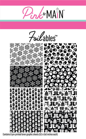 Pink & Main Foilables Pre-Printed Toner Graphic Sheets, Winter Fun (8 Designs)
