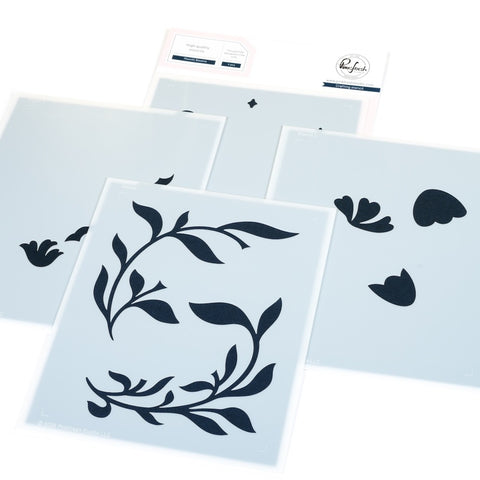 Pinkfresh Moonlit Blooms stencil