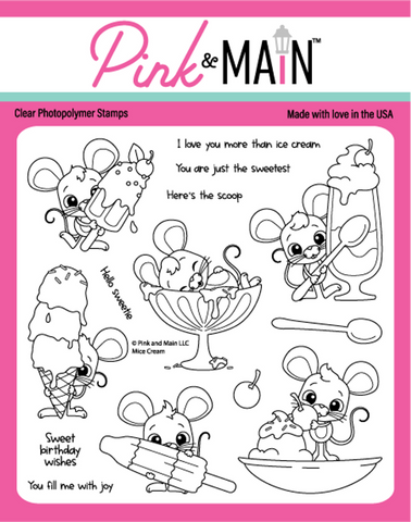 Pink & Main Clear Stamp,Mice Cream