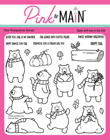 Pink & Main Autumn Bear stamps