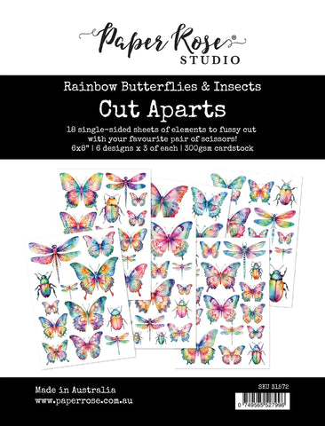Paper Rose Rainbow Butterflies & Insects Cut Aparts Paper Pack