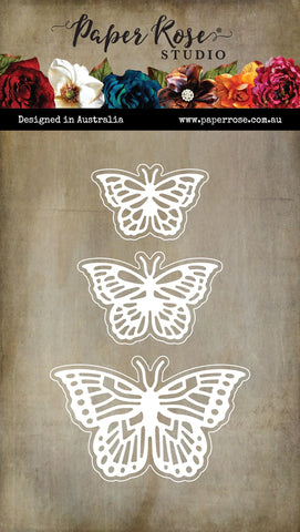 PAPER ROSE STUDIO - Alora Layered Butterfly Trio Metal Die