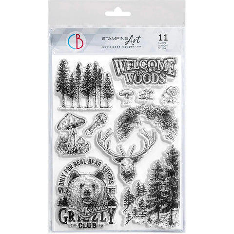 Ciao Bella Clear Stamp Set 6"x8" Welcome To Our Woods