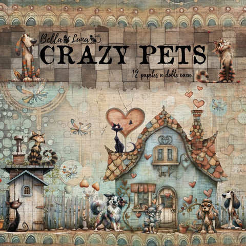 Bellaluna Crafts-12x12" Pad with 12 double-sided papers Crazy Pets