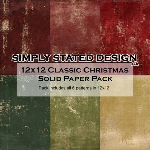 Simply Stated - Classic Christmas 12x12 Solid Paper Pack