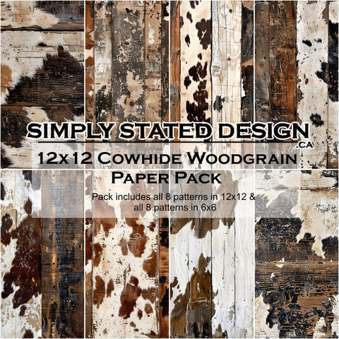 Simply Stated - Cowhide Woodgrain 12x12 Paper Pack