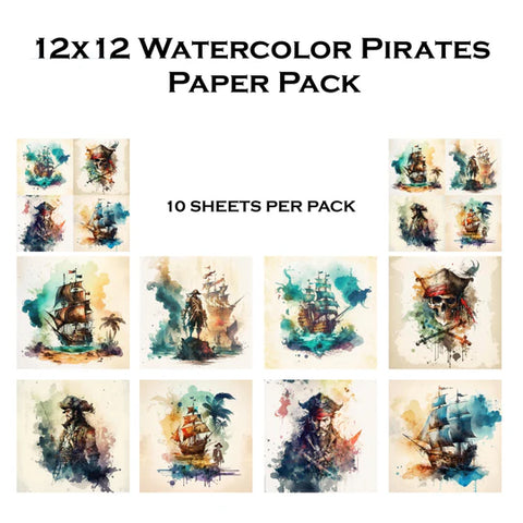 Simply Stated- Watercolor Pirates 12x12 Paper Pack