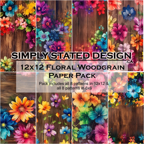 Simply Stated - Floral Woodgrain 12x12 Paper Pack