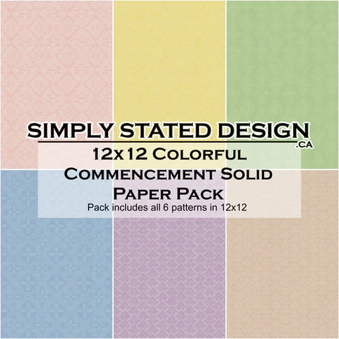 Simply Stated Colorful Commencement 12x12 Solid Paper Pack 