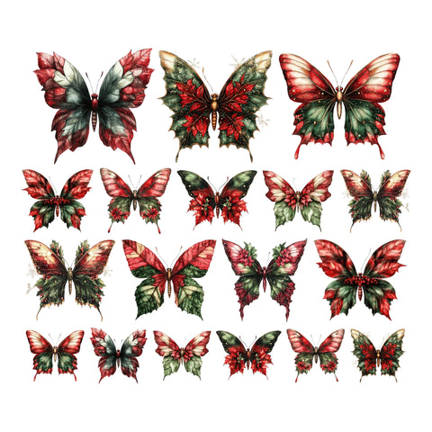 Simply Stated Victorian Christmas Poinsettia Butterflies Ephemera
