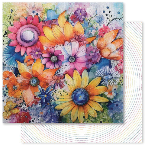 Paper Rose Rainbow Twirl A 12x12 Paper Single Sheet