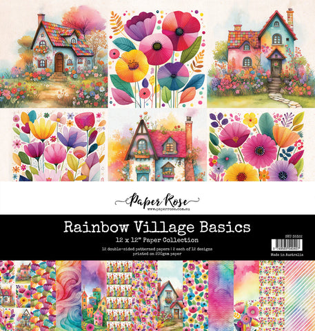 Paper Rose Rainbow Village Basics 12x12 Paper Collection