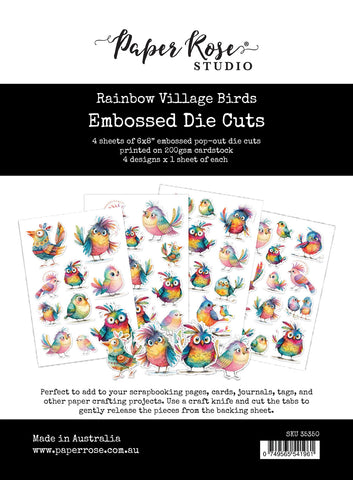 Paper Rose Rainbow Village Birds Embossed Die Cuts