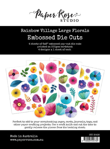 Paper Rose Rainbow Village Large Floral Embossed Die Cuts