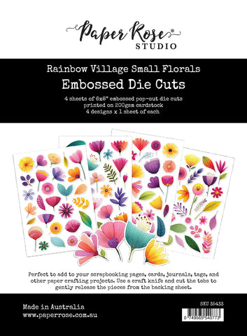 Paper Rose Rainbow Village Small Floral Embossed Die Cuts