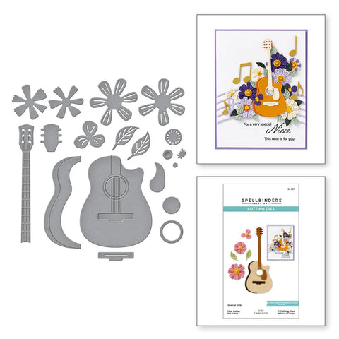 Spellbinders -MINI GUITAR ETCHED DIES FROM THE BIBI'S MUSICAL NOTES COLLECTION BY BIBI CAMERON