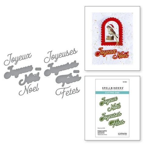 Spellbinders French Holiday Sentiments Etched Dies from the International Holiday Sentiments Collection
