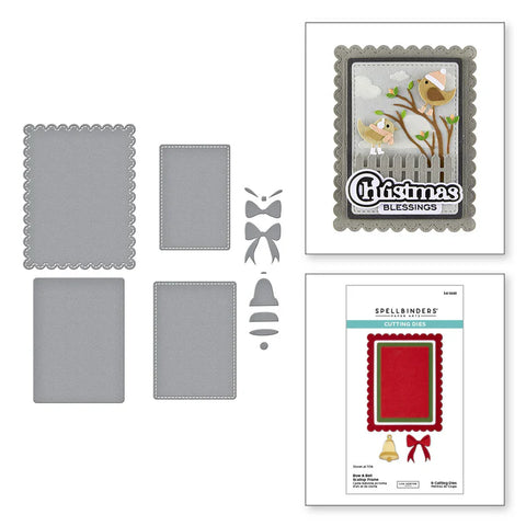 Spellbinders - Bow & Bell Scallop Frame Etched Dies from the All About Christmas Collection by Lisa Horton