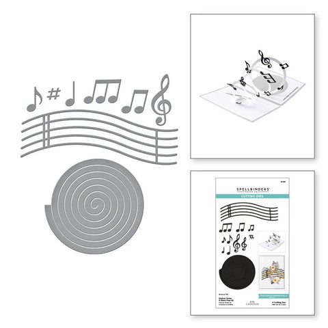 Spellbinders MUSICAL NOTES & STAVE POP-UP ETCHED DIES FROM THE BIBI'S MUSICAL NOTES COLLECTION BY BIBI CAMERON