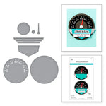 Spellbinders Speedometer Etched Dies from the Classic Road Legends Collection by Mindy Eggen