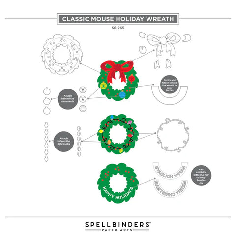 Spellbinders CLASSIC MOUSE HOLIDAY WREATH ETCHED DIES FROM THE SAY CHEESE CLASSIC MOUSE CHRISTMAS COLLECTION