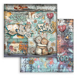 Stamperia 8”x8” Paper Pad 10 Double Sided Printed Sheets - Furry Friends 2