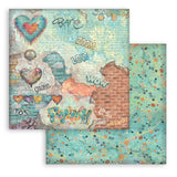 Stamperia 8”x8” Paper Pad 10 Double Sided Printed Backgrounds Sheets - Furry Friends 2