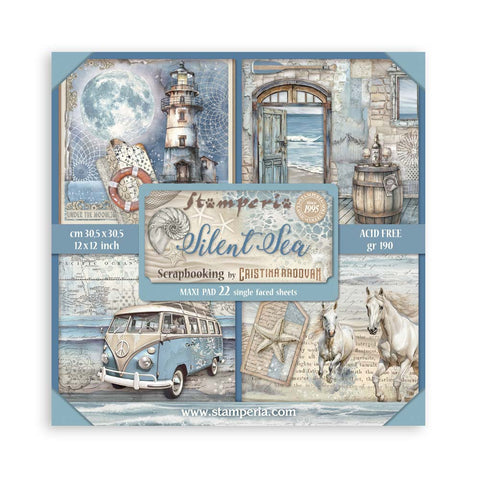 Stamperia  Scrapbooking Pad 22 sheets cm 30,5x30,5 (12"x12") Single face - Silent Sea