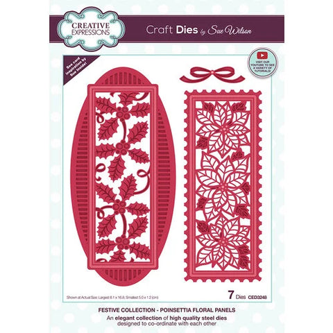 Creative Expressions - Festive Collection - Christmas - Craft Dies - Poinsettia Floral Panels