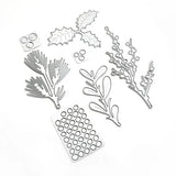 Elizabeth Craft Metal Die Joyous Ornament -Holly Greenery