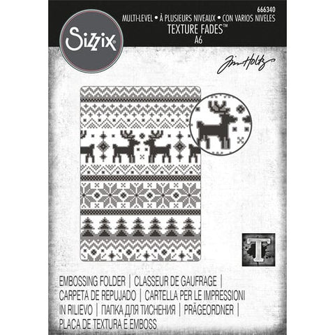 Sizzix Texture Fades Embossing Folder By Tim Holtz - Multi-Level Holiday Knit