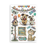 Stamperia Printed Washi Pad For Art And Craft A5 8 Sheets - Furry Friends 2