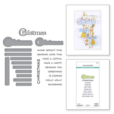 Spellbinders - Christmas Sentiments Clear Stamp & Die Set from the All About Christmas Collection by Lisa Horton